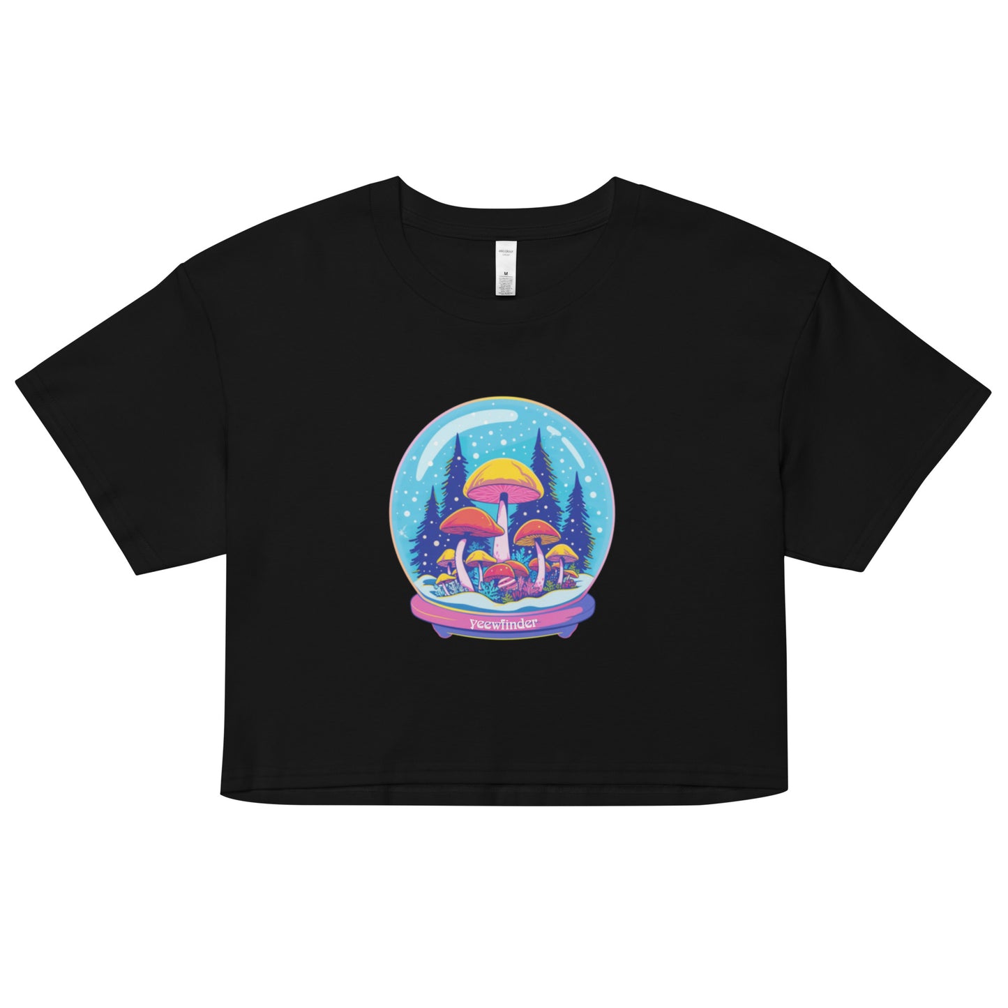 Magic Snow Globe | Women’s Cotton Crop Top Shirt | yeewfinder