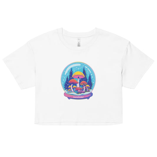 Magic Snow Globe | Women’s Cotton Crop Top Shirt | yeewfinder